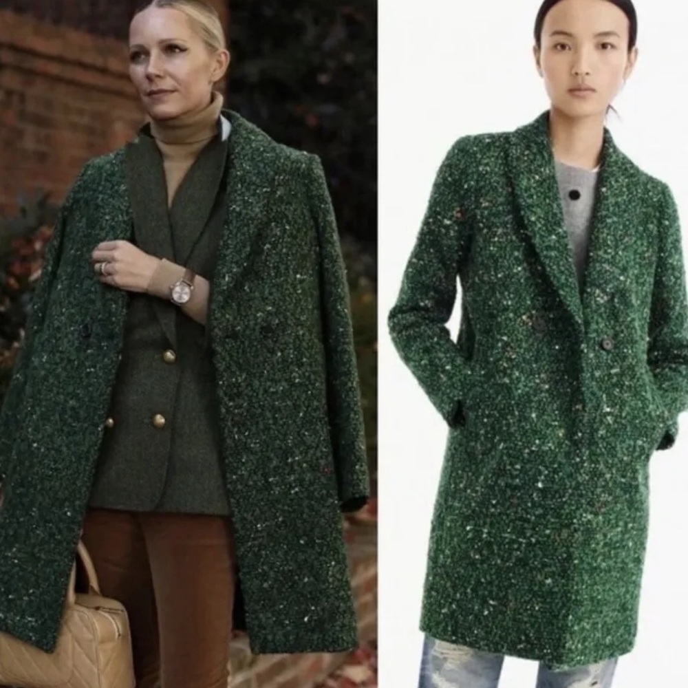 J.CREW Daphne Italian Tweed Topcoat in Green